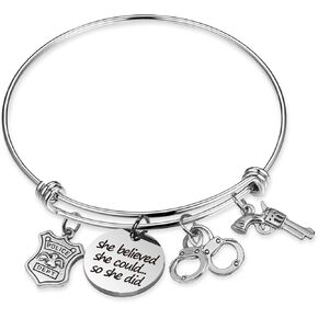 ARETIS Police To Be Gift She Believed She Could Police Woman Bracelet Police Officer Mom Gift Police Academy Graduation Gift Police Dept Bracelet (She believed JC-BR)