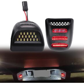 LED License Plate Light Tag Lamp Assembly Replacement Compatible with Chevy Silverado 1500 2500 3500 Suburban Tahoe, For GMC Sierra 1500 2500 3500 Yukon XL, IP65 Waterproof, Pack of 2