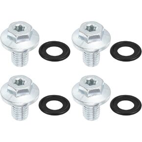 X AUTOHAUX 4 Pcs M12x1.75 Steel Engine Oil Drain Plug Screw for Chevrolet Silverado 1500 2500 3500 HD Malibu S10 Monte Carlo Silver Tone
