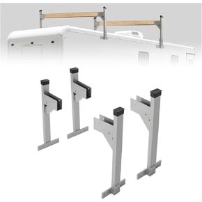 KUAFU Roof Ladder Rack Compatible with Most Enclosed Trailers Cargo Vans Adjustable Roof Ladder Rack Bracket Aluminium Powder Coated Silvery