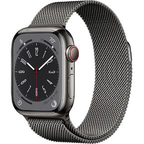 Apple Watch Series 8 (GPS + Cellular, 41MM) - Graphite Stainless Steel with Graphite Milanese Loop (Renewed)