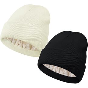 Satin Lined Beanie for Women Men Winter Hats for Women Silk Lined Beanie for Winter Warm Knit Beanie Hat