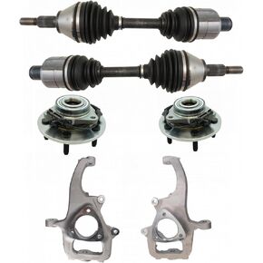 TRQ Front Drivetrain Kit CV Axle Shaft Assembly Steering Knuckle Wheel Hub Bearing Assembly Compatible with 2012-2018 Ram 1500