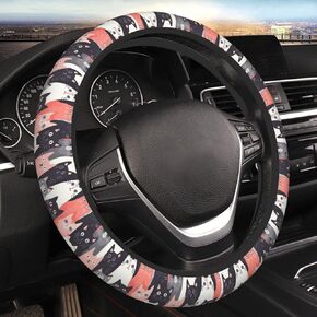 Cute Cats Lovely Kitten 15 Inch Universal Steering Wheel Covers, Anti Slip Sweat Absorption Elasticity Car Accessories Steering Wheel Protector,Applicable to All Cars