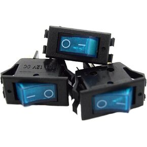 3 pack 12 Volt Lightning Blue LED Rocker Mini Switch On Off Car Automotive