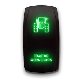 Tractor Work Lights - Green - Stark 5-PIN Laser Etched LED Rocker Switch Dual Light - 20A 12V ON/Off