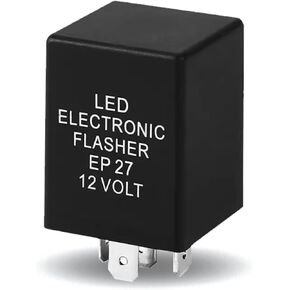 EP27 LED Flasher Relay, 5 Pin Flasher Relay for LED Turn Signal, Electronic Flasher Indicator for Fix Hazard Warn Hyper Blinker Compatible with Ford Dodge Chevrolet Lincoln Mazda Mercury