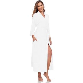 VinatgeClothing Women's Long Knit Robe Soft Bathrobe Lightweight Sleepwear Kimono Robes Loungewear with Pockets S-XL
