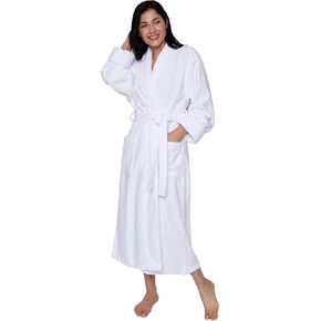 Mansfield, Unisex Classic Terry Velour Shawl Collar Spa Robe, White, OSFM