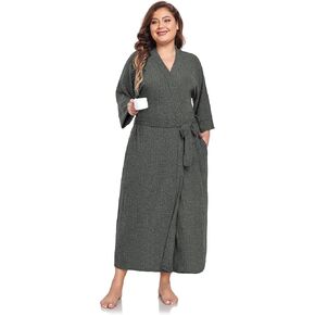 رداء VinatgeClothing للسيدات طويل منسوج رداء حمام ناعم خفيف الوزن ملابس نوم كيمونو رداء للاستلقاء مع جيوب S-XL