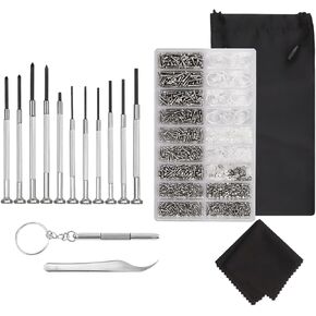Portable Eyeglass Repair Tool Kit, Precision Screwdriver Set with 10 Sizes of Screws, Including Cleaning Cloth and Storage Pouch