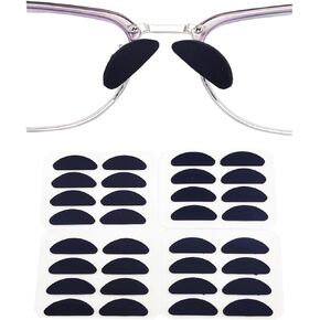Nose Pads Soft Foam Self-Adhesive Anti-Slip for Eyeglasses Sunglasses and Protect The Makeup, 16 Pairs, 0.04 inches, Oval (Black)