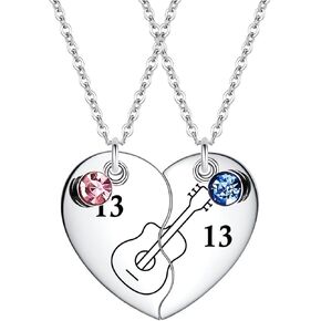 Friendship Necklace Gifts Matching Taylor Guitar Heart Pendant Best Friend Necklace BFF Necklace for 2 Women