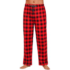 ENJOYNIGHT Mens Flannel Pajama Pants 100% Cotton Lounge Bottoms Plaid Pjs