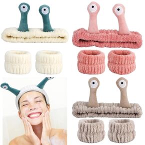Canitor Snail Spa Headband Wrist Bands - Cute Animal Hair Accessories for Face Wash, Makeup Removal, and Skincare - Fun Gifts for Women and Girls