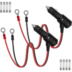 GELRHONR Cigarette Lighter Male Plug to O-Ring Terminal, 12V-24V 16AWG Cigarette Lighter Extension Cable with 15A Fuse with ON OFF Switch Adapter Cable, (2Pack 0.6M) in Saudi Arabia
