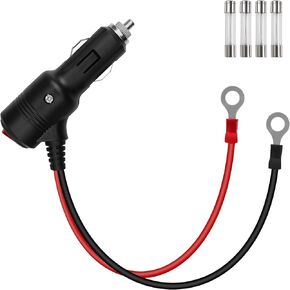 GELRHONR Cigarette Lighter Male Plug to O-Ring Terminal, 12V-24V 16AWG Cigarette Lighter Extension Cable with 15A Fuse with ON OFF Switch Adapter Cable, (2Pack 0.6M)