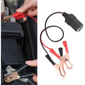 11.8" Cigarette Lighter Extension Cord with Alligator Clips Battery Connector,16AWG 12V Car Female Cigarette Lighter Socket,Car Charger Extension Cord for Car Electronic Devices (1PCS)