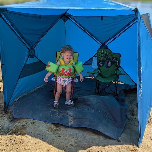 Black Sierra Beach Tent with UPF 50+ Sun Protection, Easy Set Up Sun Shelter, Portable Lawn Canopy with Carry Bag, Outdoor Pop Up Cabana Shade for The Beach, Backyard, Sports, RV in Saudi Arabia