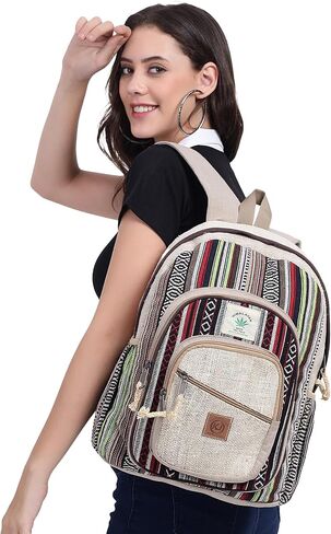 Natural Handmade Large Multi Pocket Hemp Nepal Backpack in Saudi Arabia