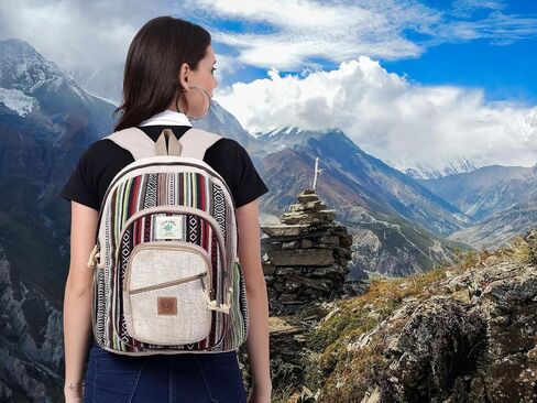 Natural Handmade Large Multi Pocket Hemp Nepal Backpack in Saudi Arabia