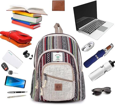 Natural Handmade Large Multi Pocket Hemp Nepal Backpack in Saudi Arabia