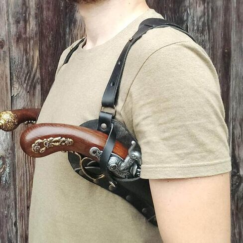 Pu Leather Renaissance Medieval Double Gun Holster Flintlock Pistol Adjustable Halloween Pirate Cosplay Party Accessories in Saudi Arabia