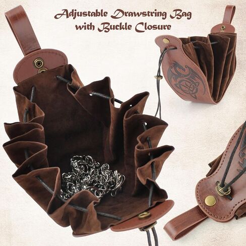5 PCS Renaissance Accessories Women - Medieval Costume Men and Women Viking Renaissance Belt Renaissance Costume Men and Women Brown in Kuwait