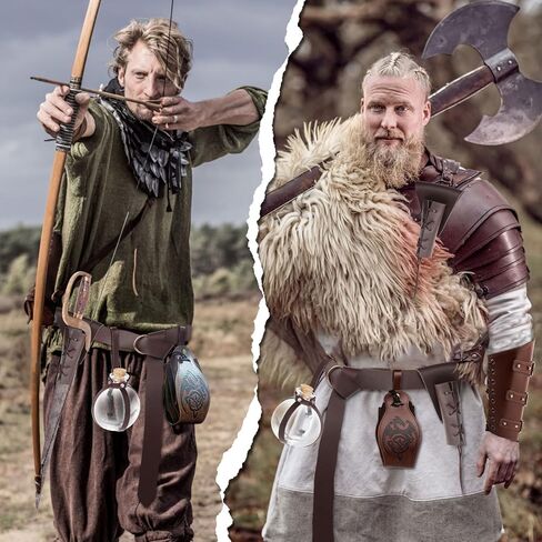 5 PCS Renaissance Accessories Women - Medieval Costume Men and Women Viking Renaissance Belt Renaissance Costume Men and Women Brown in Kuwait