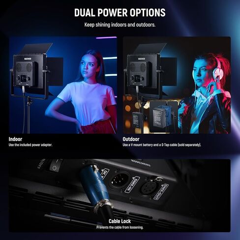 NEEWER 2 Pack RGB1200 LED Video Light مع التحكم APP/2.4G، مجموعة إضاءة فيديو تصوير فوتوغرافي 60 وات مع حامل وحقيبة، 22000Lux@0.5m/1% تعتيم دقيق/360 درجة RGB/ CRI97+/TLCI98+/2500K-8500K/18 تأثيرات in Kuwait