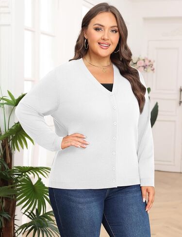 Plus Size Cardigan Sweaters for Women Knit Long Sleeve V Neck Button Casual Fall Tops Outfits in Saudi Arabia