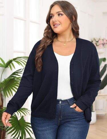 Plus Size Cardigan Sweaters for Women Knit Long Sleeve V Neck Button Casual Fall Tops Outfits in Saudi Arabia