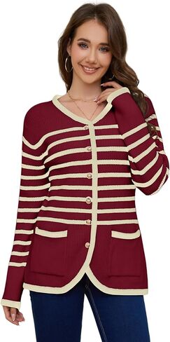 Women’s Knit Cardigan Sweaters Casual Long Sleeve Open Front Button Down Trendy Winter Outerwear Coat with Pockets in Saudi Arabia