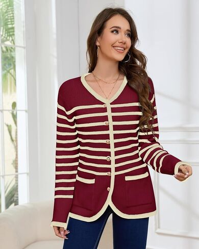 Women’s Knit Cardigan Sweaters Casual Long Sleeve Open Front Button Down Trendy Winter Outerwear Coat with Pockets in Saudi Arabia