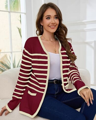 Women’s Knit Cardigan Sweaters Casual Long Sleeve Open Front Button Down Trendy Winter Outerwear Coat with Pockets in Saudi Arabia