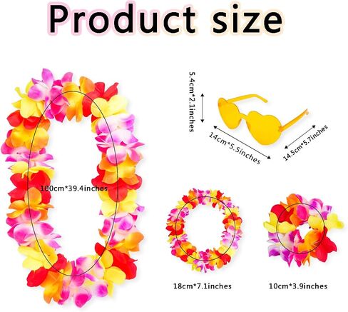 Fumwase Hawaiian Flower Leis Hawaiian Lays Flower Crown Bracelet Sunglasses Luau Accessories for Women Halloween Summer Party in Kuwait