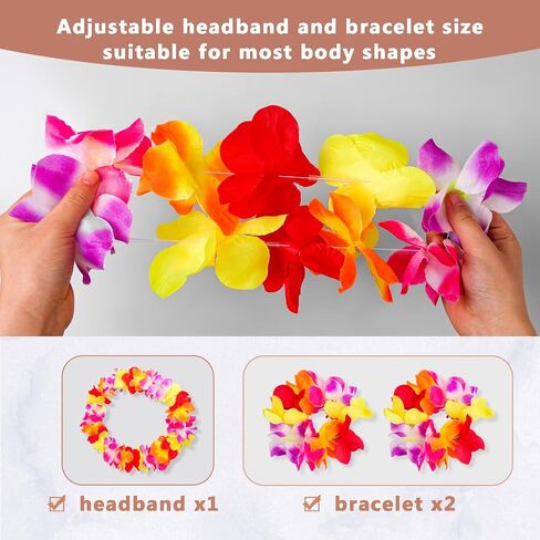 Fumwase Hawaiian Flower Leis Hawaiian Lays Flower Crown Bracelet Sunglasses Luau Accessories for Women Halloween Summer Party in Kuwait