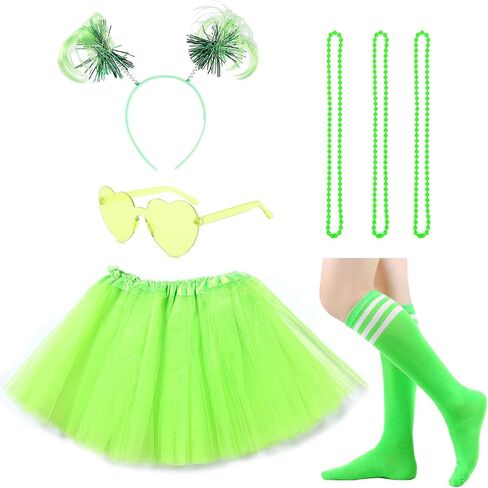 Chiclinco Womens Layered Tulle Tutu Spirit Day Costume Set with Pom Pom Headband Playful Halloween Party Accessories in Saudi Arabia