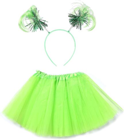 Chiclinco Womens Layered Tulle Tutu Spirit Day Costume Set with Pom Pom Headband Playful Halloween Party Accessories in Saudi Arabia