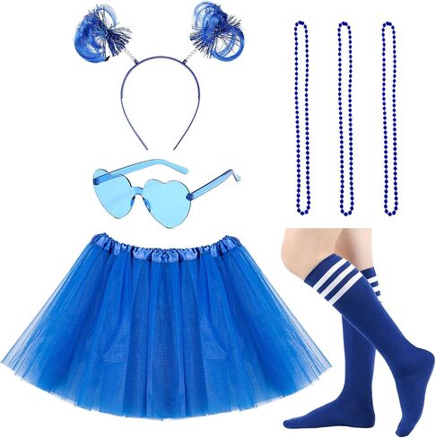Chiclinco Womens Layered Tulle Tutu Spirit Day Costume Set with Pom Pom Headband Playful Halloween Party Accessories in Saudi Arabia