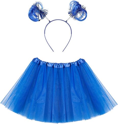 Chiclinco Womens Layered Tulle Tutu Spirit Day Costume Set with Pom Pom Headband Playful Halloween Party Accessories in Saudi Arabia