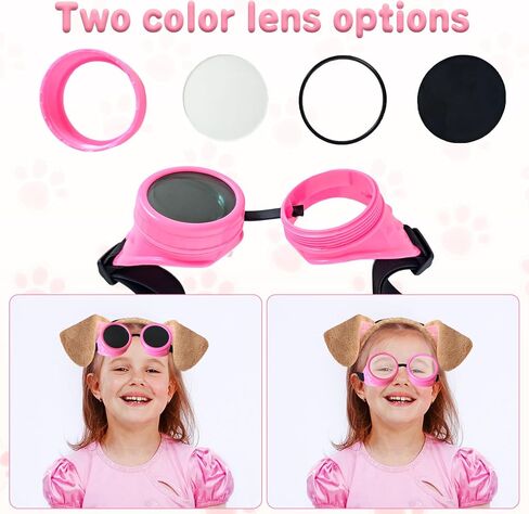 Yezmo Brown Dog Ears Headband Pink Steampunk Goggles Set, Cartoon Puppy Ears Costume Accessories for Women Girls for Cosplay in Kuwait