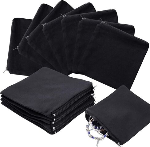 Geosar 24 Pcs Silver Storage Bags Anti Tarnish Jewelry Storage Bags Zippered Silver Keeper for Silverware Silver Jewelry (Black, 6 x 6 Inch) in Kuwait
