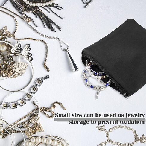 Geosar 24 Pcs Silver Storage Bags Anti Tarnish Jewelry Storage Bags Zippered Silver Keeper for Silverware Silver Jewelry (Black, 6 x 6 Inch) in Kuwait