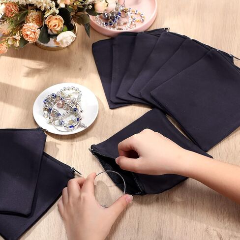 Geosar 24 Pcs Silver Storage Bags Anti Tarnish Jewelry Storage Bags Zippered Silver Keeper for Silverware Silver Jewelry (Black, 6 x 6 Inch) in Kuwait