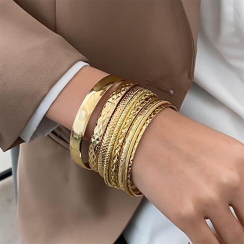 Harry and Henry Gold Bracelets for Women Gold Bangles Stackable Bracelet Boho Indian Bangles Gold Bracelet Stack Non Tarnish Bangle Jewelry Gift in Kuwait