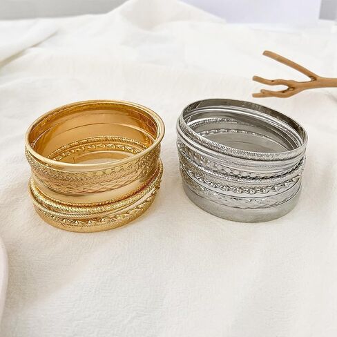 Harry and Henry Gold Bracelets for Women Gold Bangles Stackable Bracelet Boho Indian Bangles Gold Bracelet Stack Non Tarnish Bangle Jewelry Gift in Kuwait