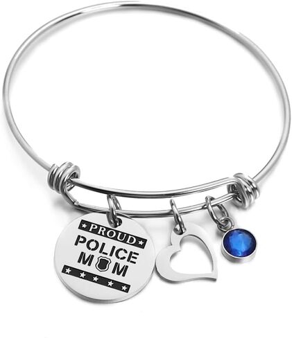 Police Mom Gift Proud Police Mom Expandable Bangle Mother Bracelet Gift Mother of a Police Officer Gift Mom Gift from Daughter Son in Saudi Arabia