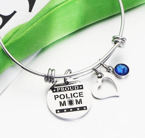 Police Mom Gift Proud Police Mom Expandable Bangle Mother Bracelet Gift Mother of a Police Officer Gift Mom Gift from Daughter Son in Saudi Arabia