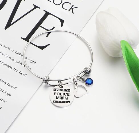 Police Mom Gift Proud Police Mom Expandable Bangle Mother Bracelet Gift Mother of a Police Officer Gift Mom Gift from Daughter Son in Saudi Arabia